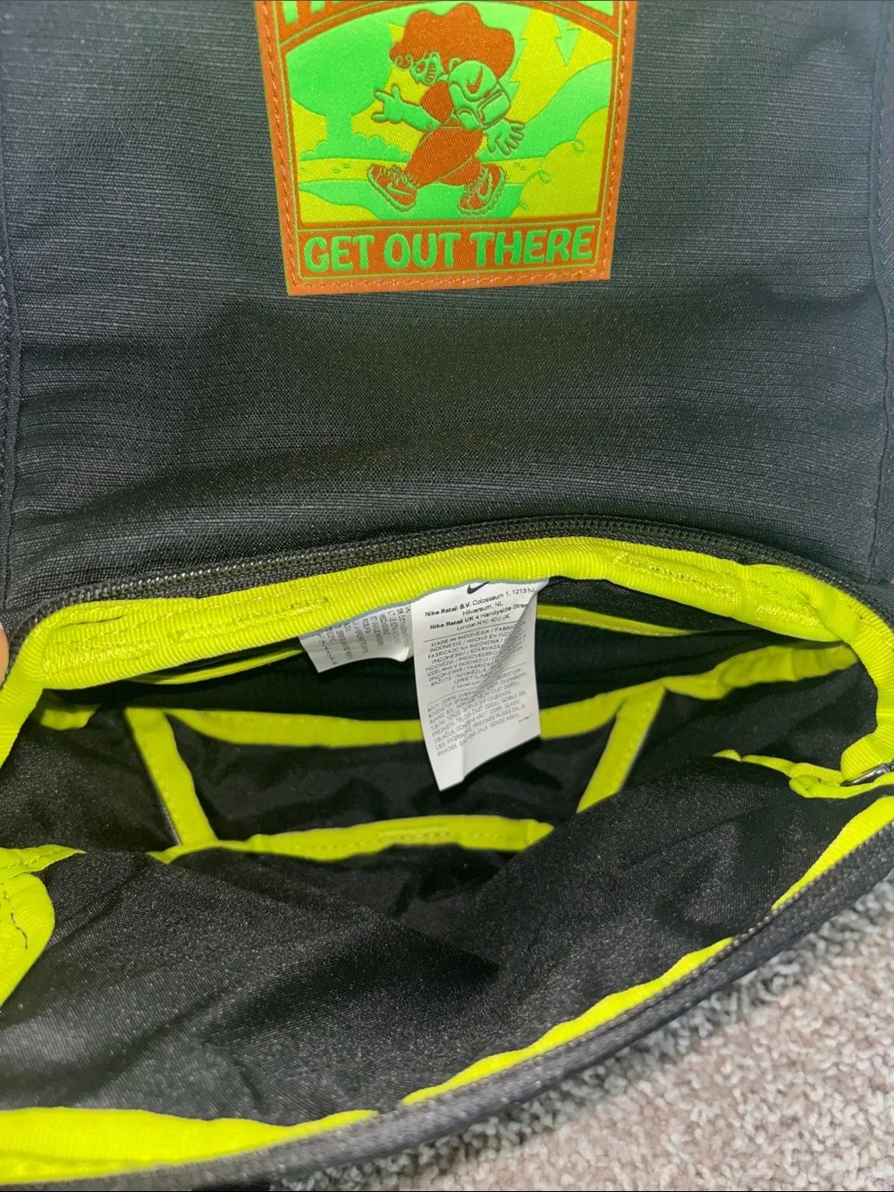 Unisex Nike Black Crossbody Bag/Fanny Pack with Neon Yellow Accents